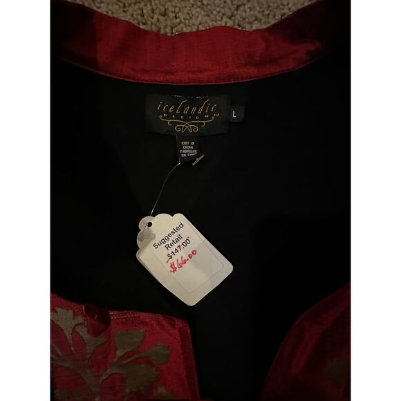 NWT Icelandic Design Embroidered Rare Asian Silk Blend Jacket Size L ArtToWear - Picture 6 of 6